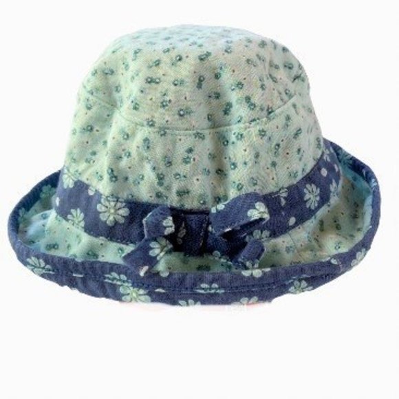 KOALA KIDS Floral Blue Green Sun Bucket Hat 3 through 9 months - Picture 1 of 10